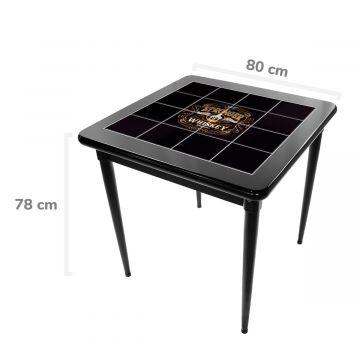 Mesa Madeira Azulejo 80x80cm Cor Preta - Base 4pé 78cm pta - Stronger Whiskey