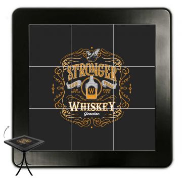 Mesa Madeira Azulejo 60x60cm Cor Preta - Bistrô Fixa 78cm pta - Stronger Whiskey