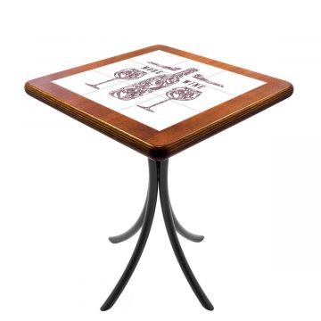 Mesa Madeira Azulejo 60x60cm Cor Natural - Bistrô Fixa 78cm pta - More Wine