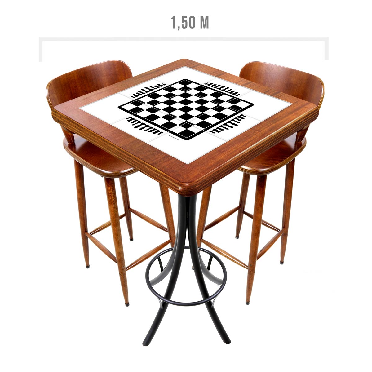 Mesa de xadrez com gaveta e 2 cadeiras